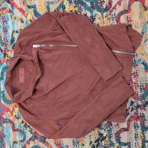 Blank NYC rust red orange faux suede moto jacket XS NWOT